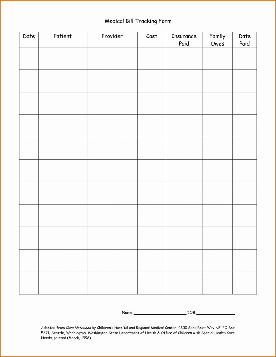 Monthly Credit Card Payment Spreadsheet Within Medical Expense Tracking 