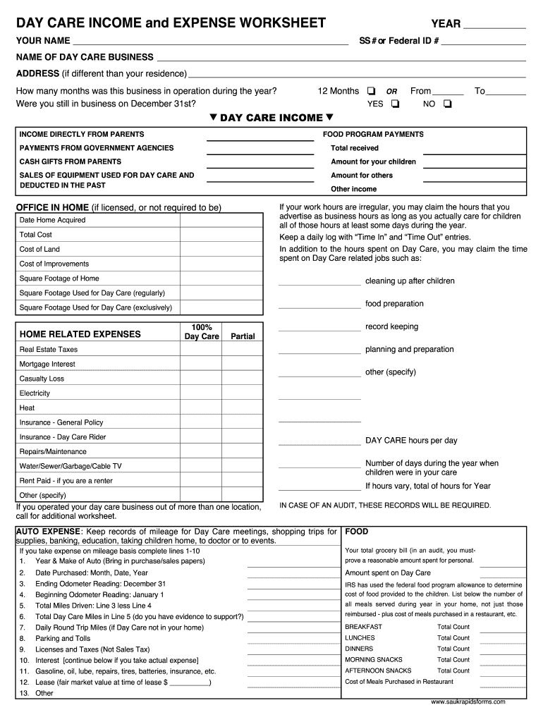 Monthly Daycare Expense Spreadsheet Fill Out Sign Online DocHub