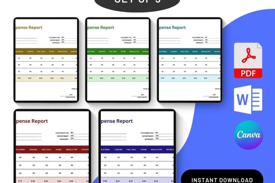 Monthly Expense Excel Template Printable PDF Word