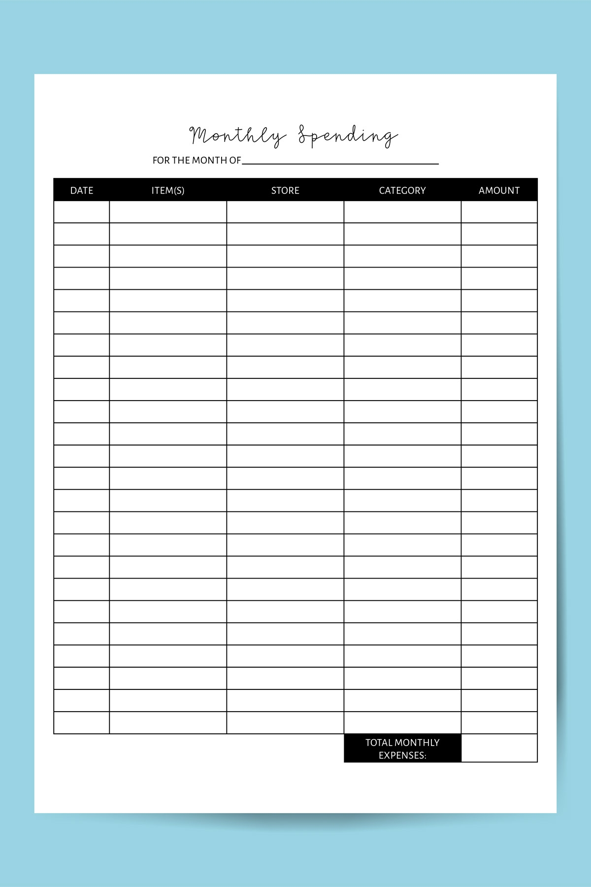 Monthly expense tracker printable example 7 Mom Envy