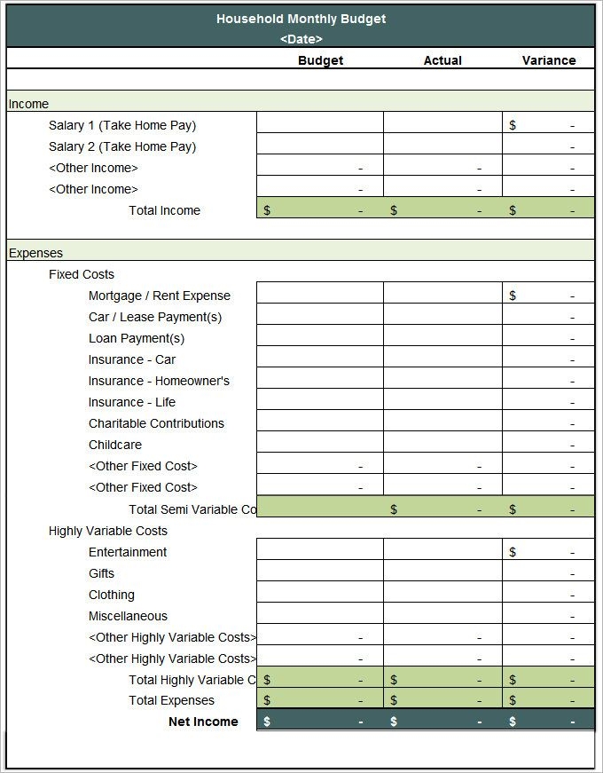 Monthly Household Budget Template 5 House Budget Template