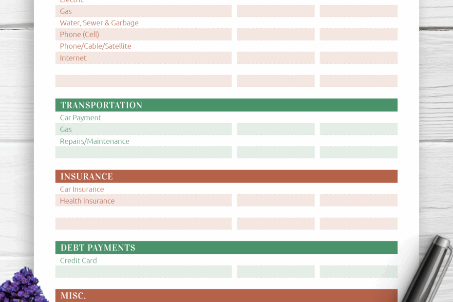Monthly Household Budget Template Printable Printable Templates