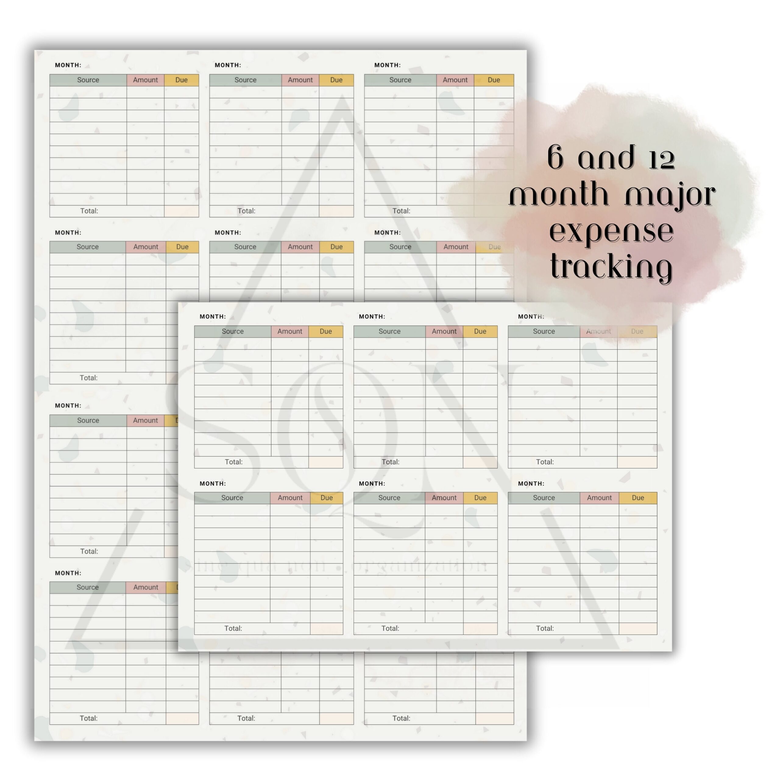 Monthly Major Expense Tracking Printable Template Etsy