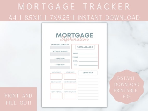 Morgage Loan Expense Tracker Printable Ballsfeet