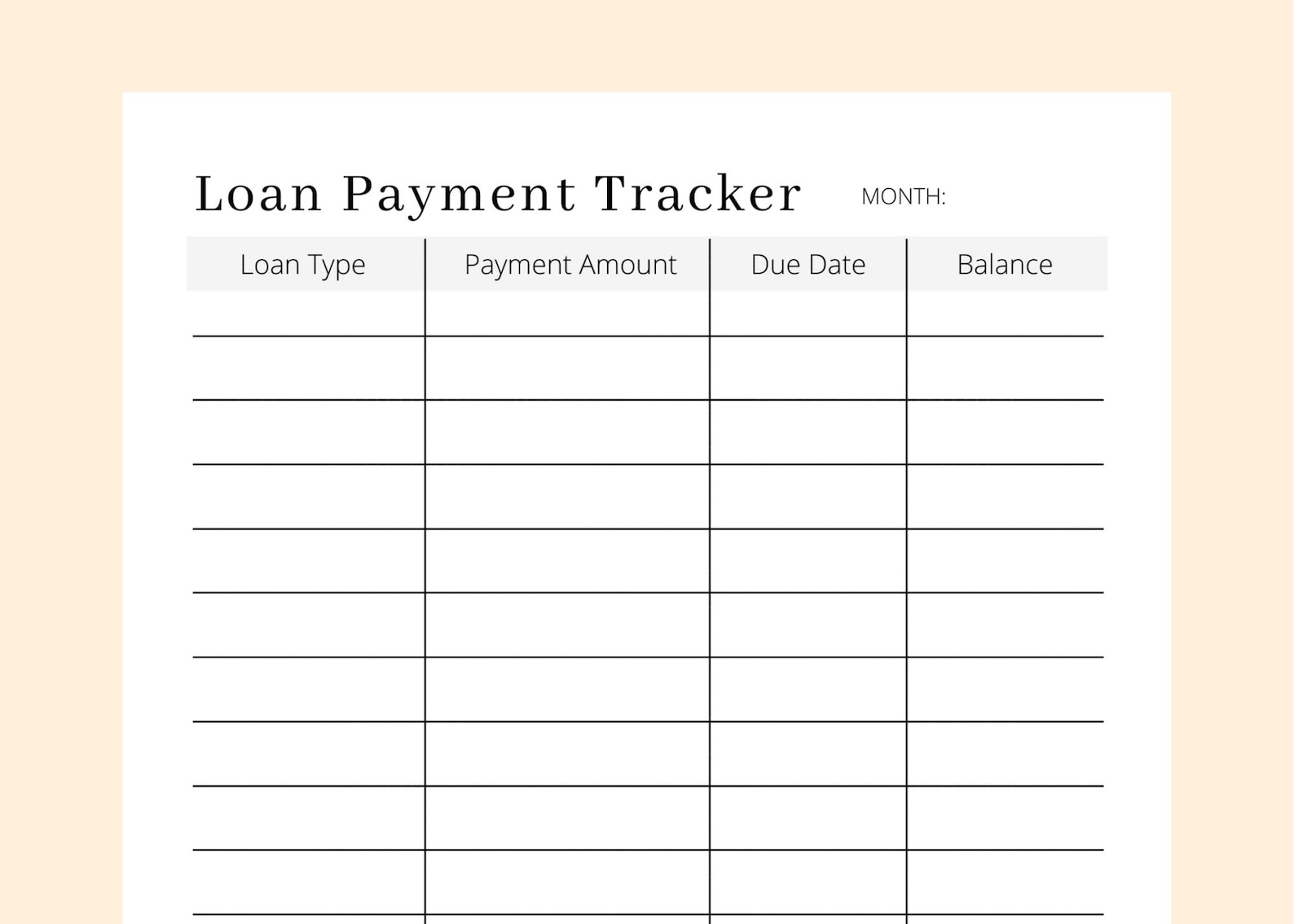 Morgage Loan Expense Tracker Printable Free Riskisse