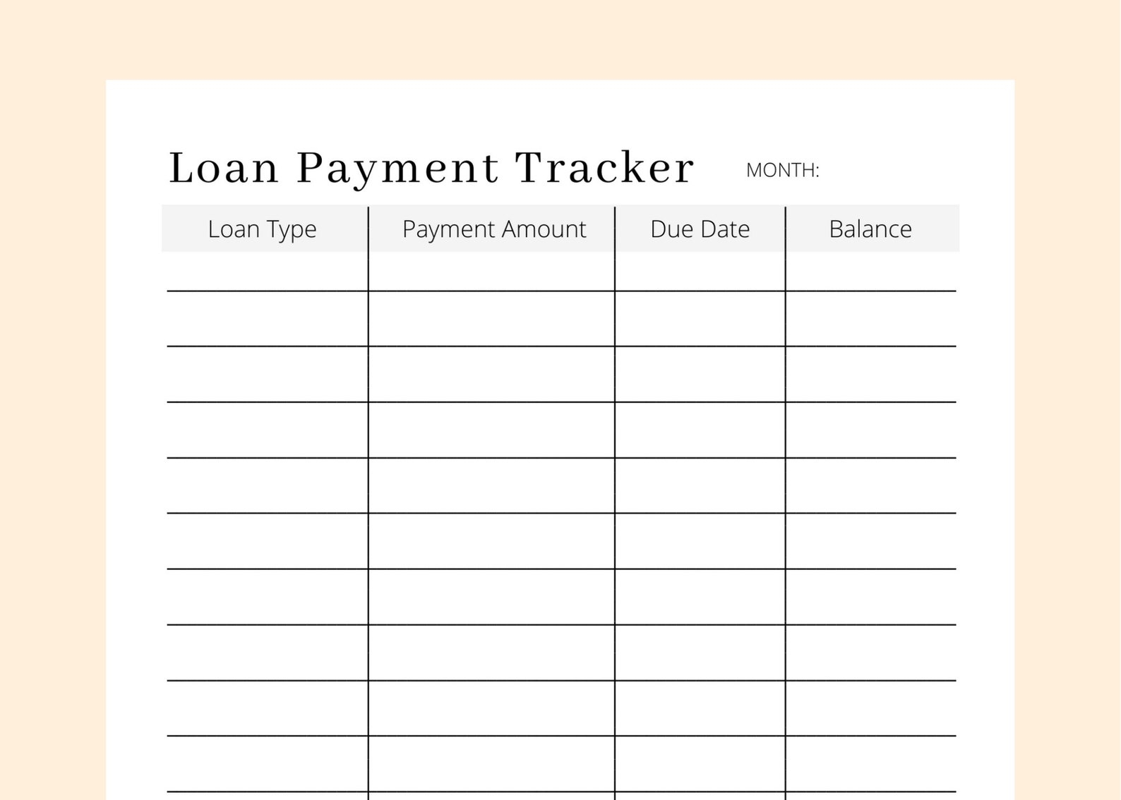 Morgage Loan Expense Tracker Printable Free Riskisse