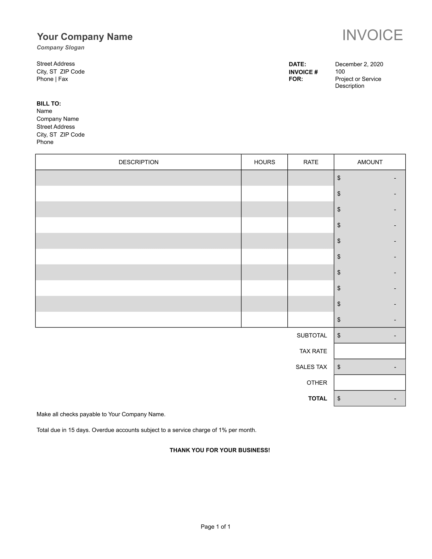 Ms Excel Invoice Template Platformetp