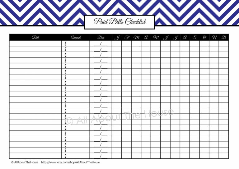 Online Bill Organizer Spreadsheet With Bills Organizer Template Free