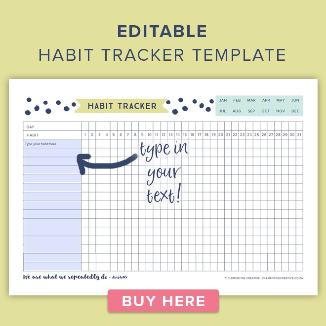 Paper Habit Tracker Excel Template Editable Sheet Habit Log Habit Excel 
