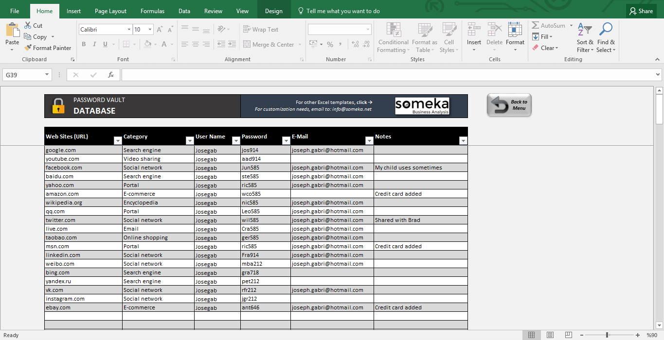 Password Keeper Free Password List Template In Excel