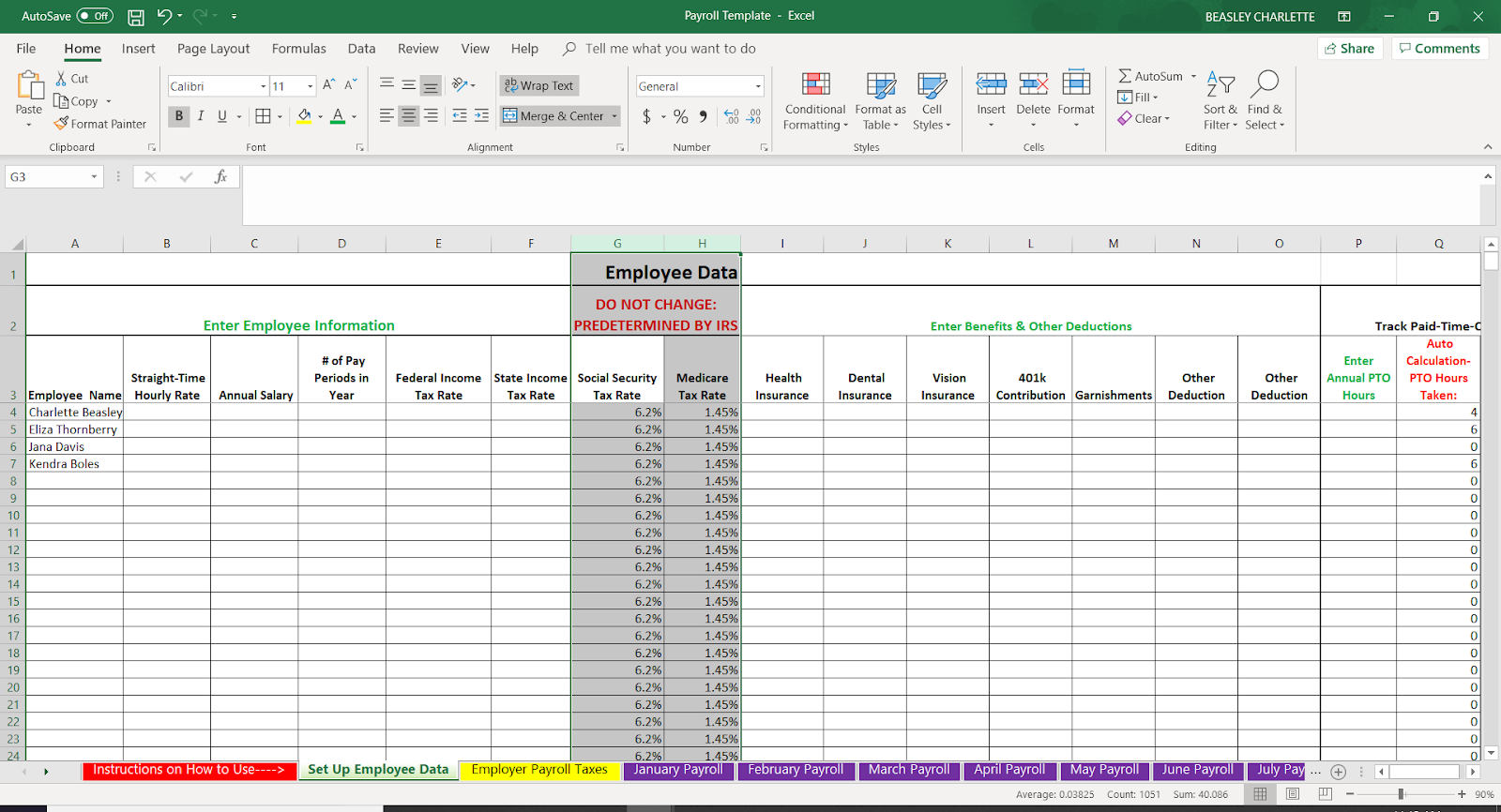 Payroll System Excel Template Crmake