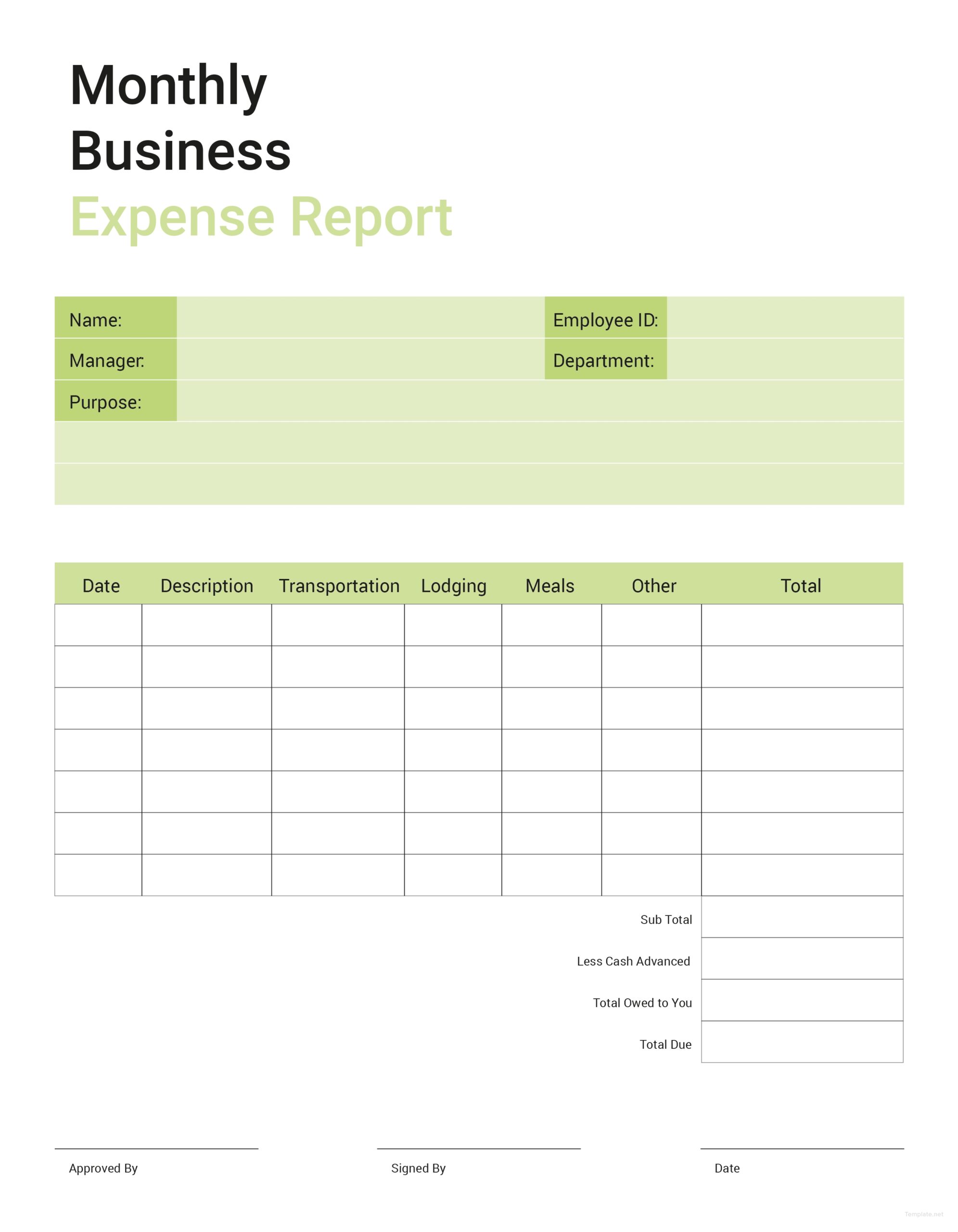 Personal Expense Report Template Excel Excel Templates