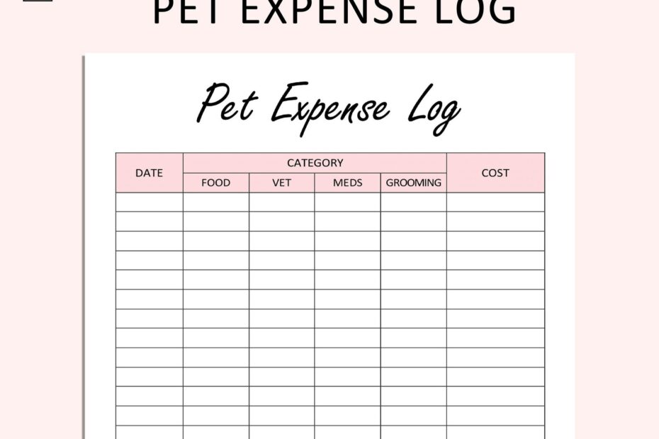 Pet Expense Tracker Printable Boollite