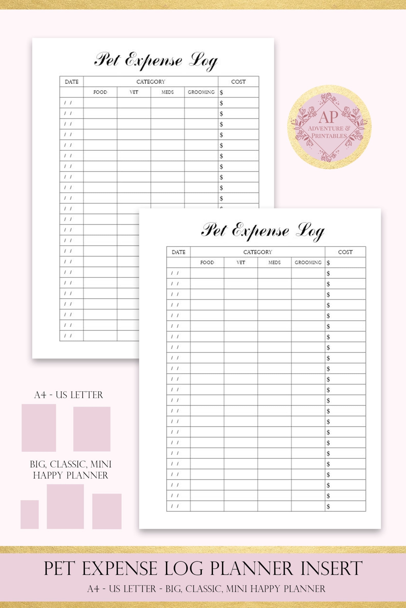 Pet Expense Tracker Printable Statrunner