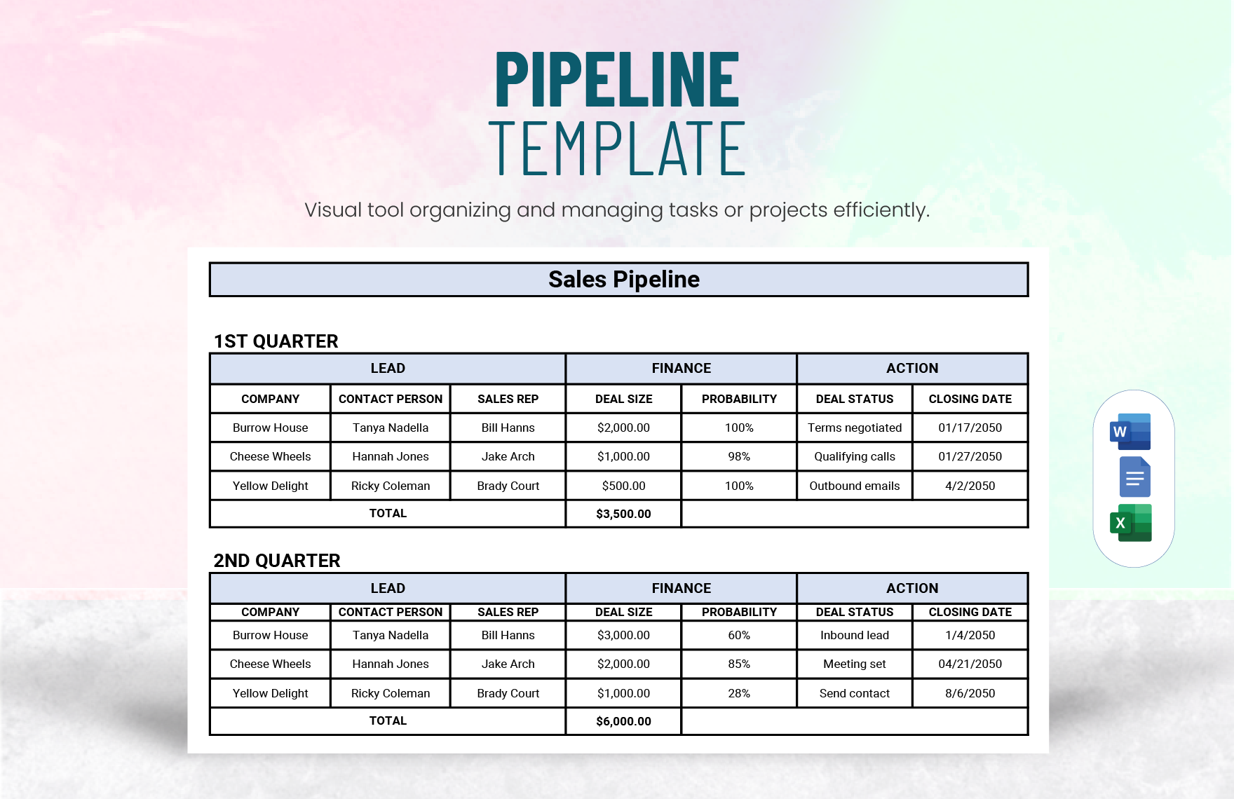 Pipeline Templates In Excel FREE Download Template