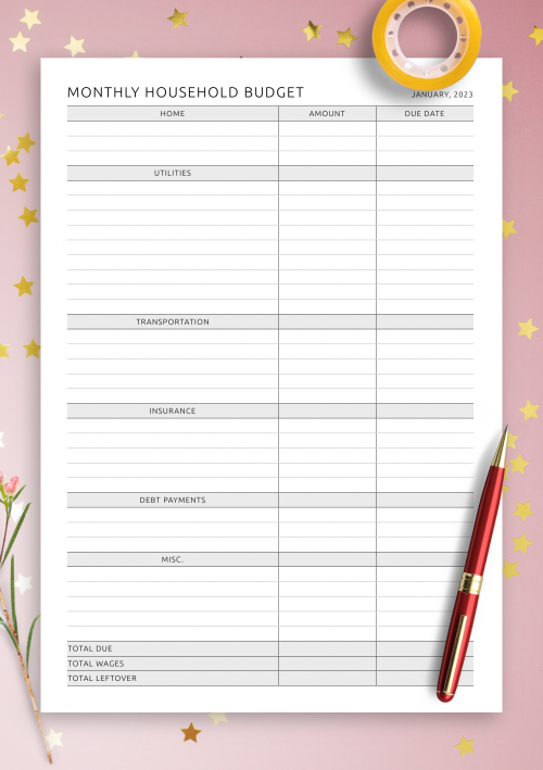 Printable Budget Templates Download PDF A4 A5 Letter Size 