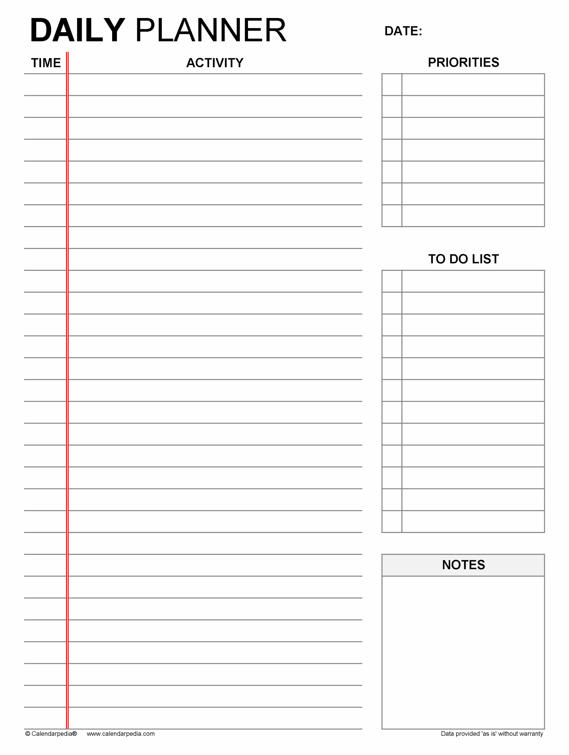 Printable Daily Planner Template Excel Printable Daily Planner Template Excel