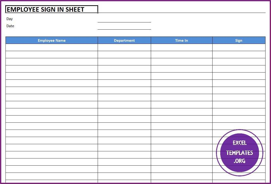 Printable Daily Sign In Sheet Template