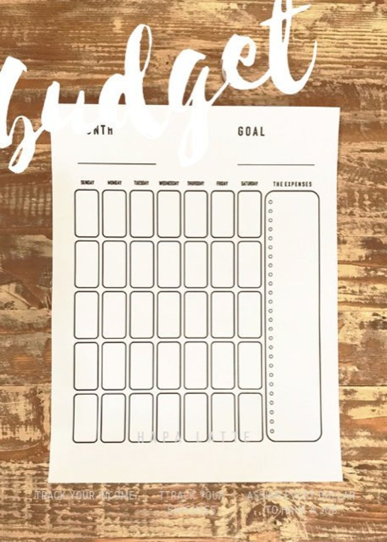 Printable Expense Calendar Etsy