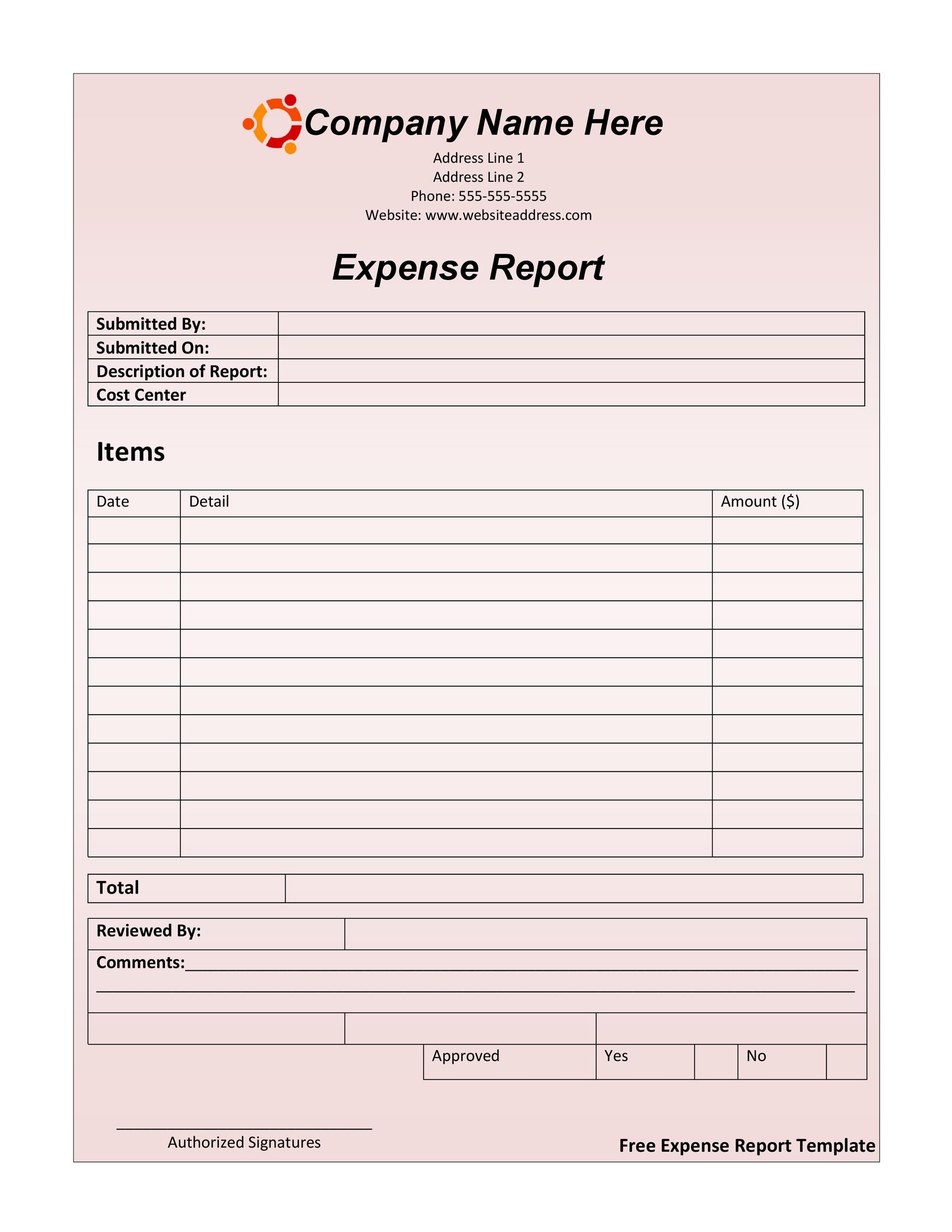Printable Expense Forms Printable Forms Free Online