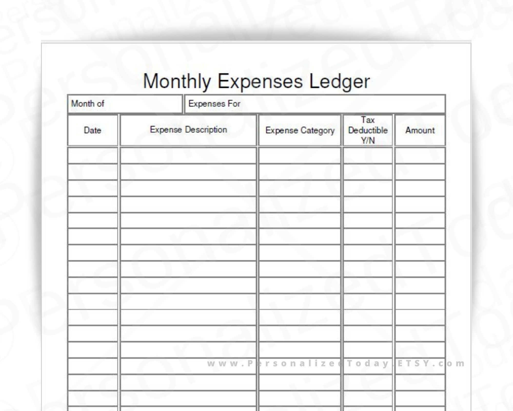 Printable Expense Ledger Ataglance Printable Calendar