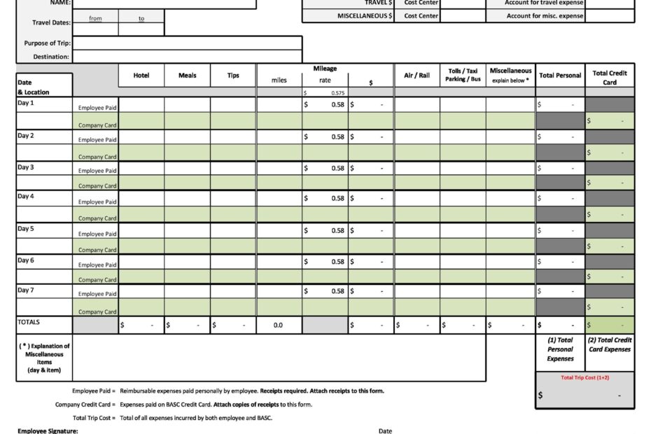 Printable Expense Report Form Printable Forms Free Online