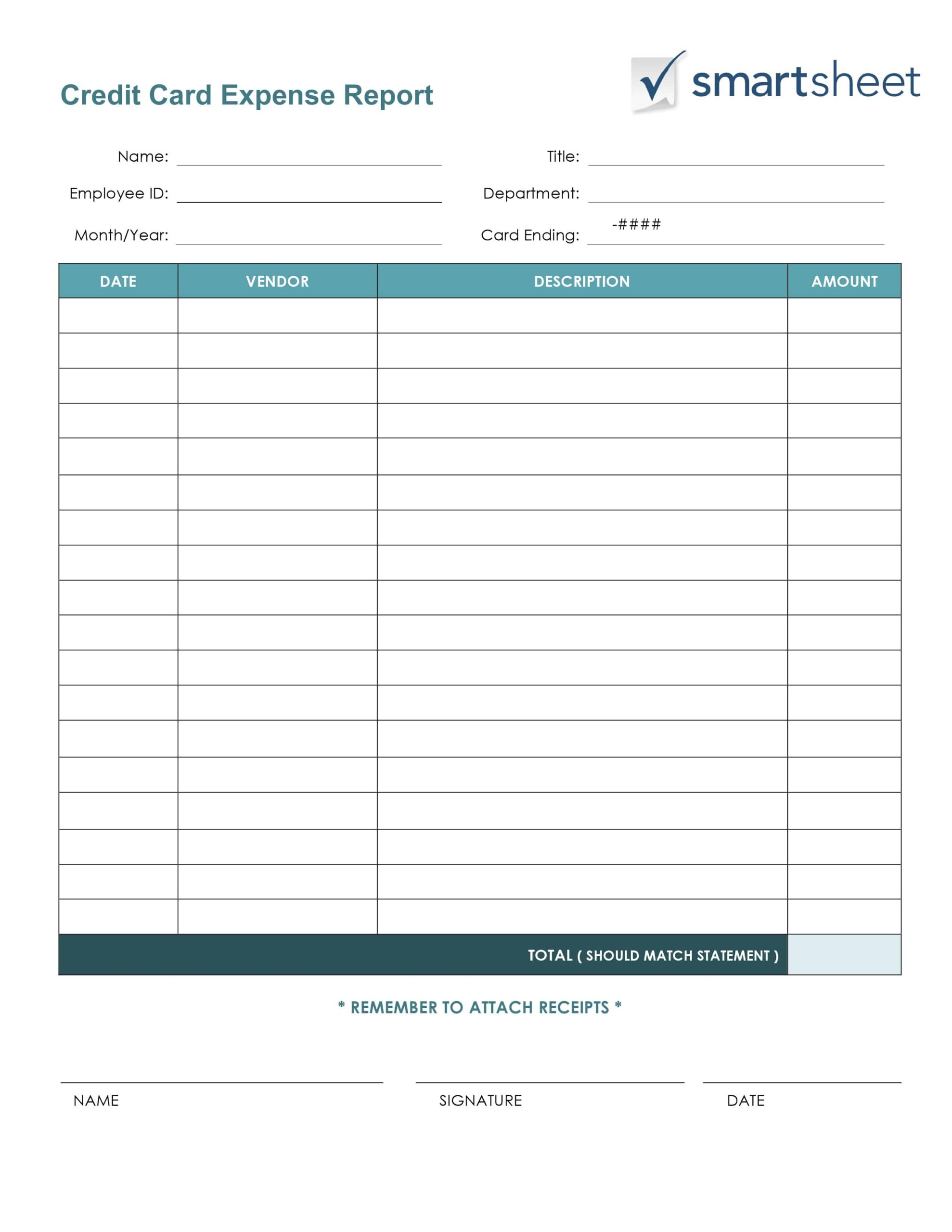 Printable Expense Report Template Free