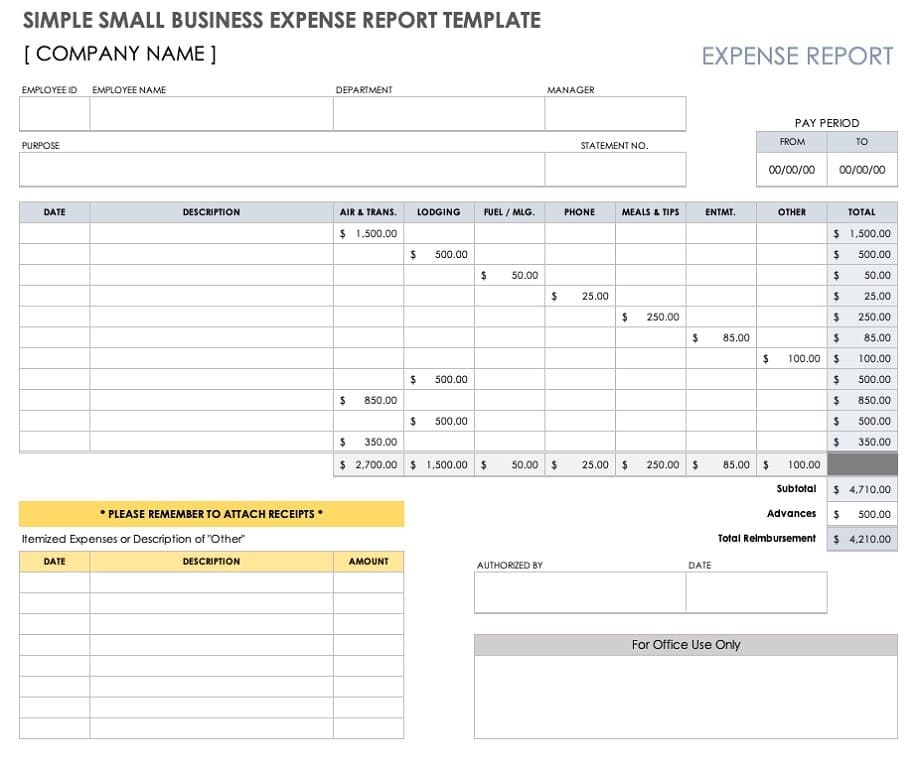 Printable Expense Report Template PrintableLib