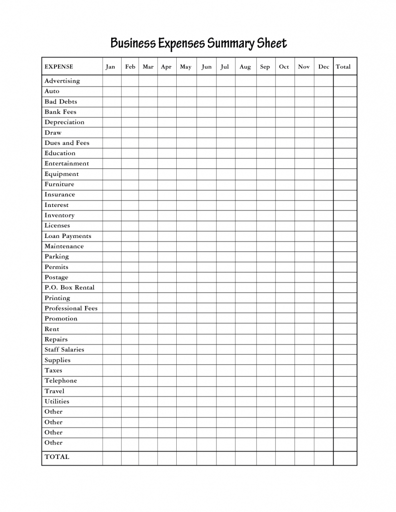 Printable Expense Sheet