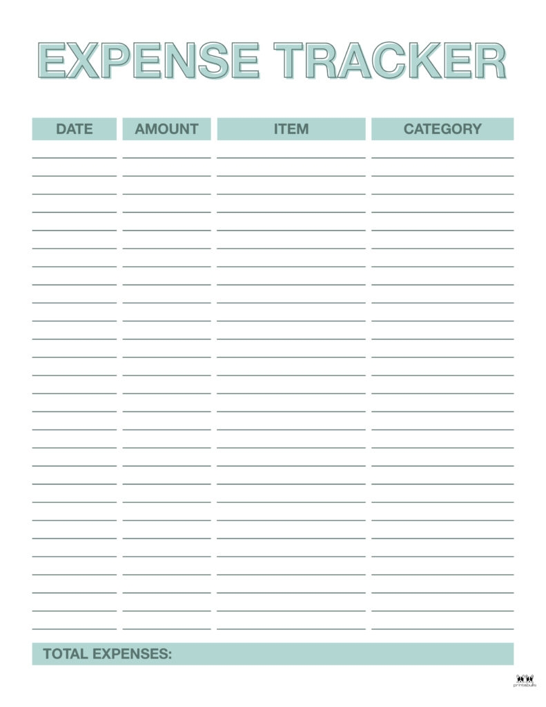 Printable Expense Tracker Brennan