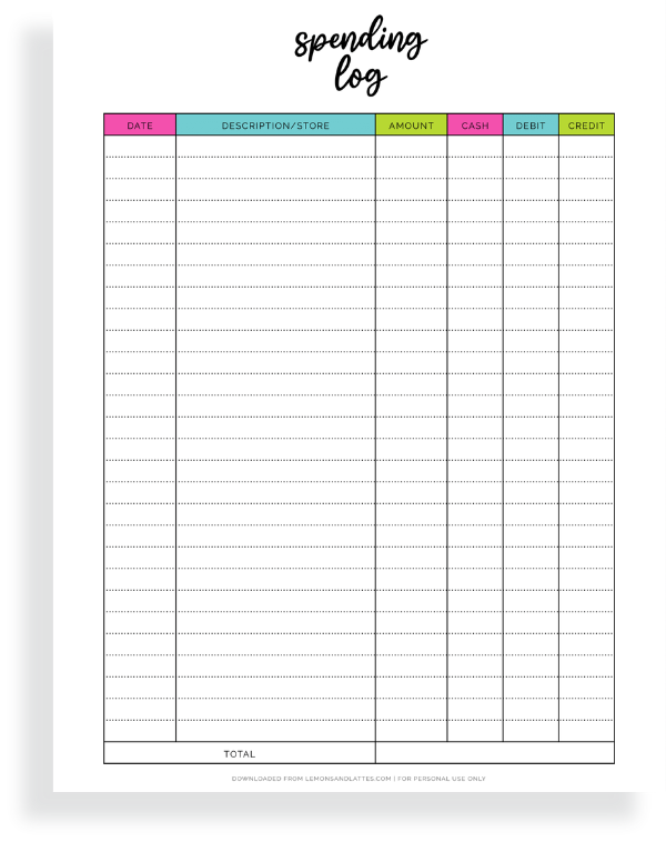 Printable expense tracker pin5 Lemons Lattes