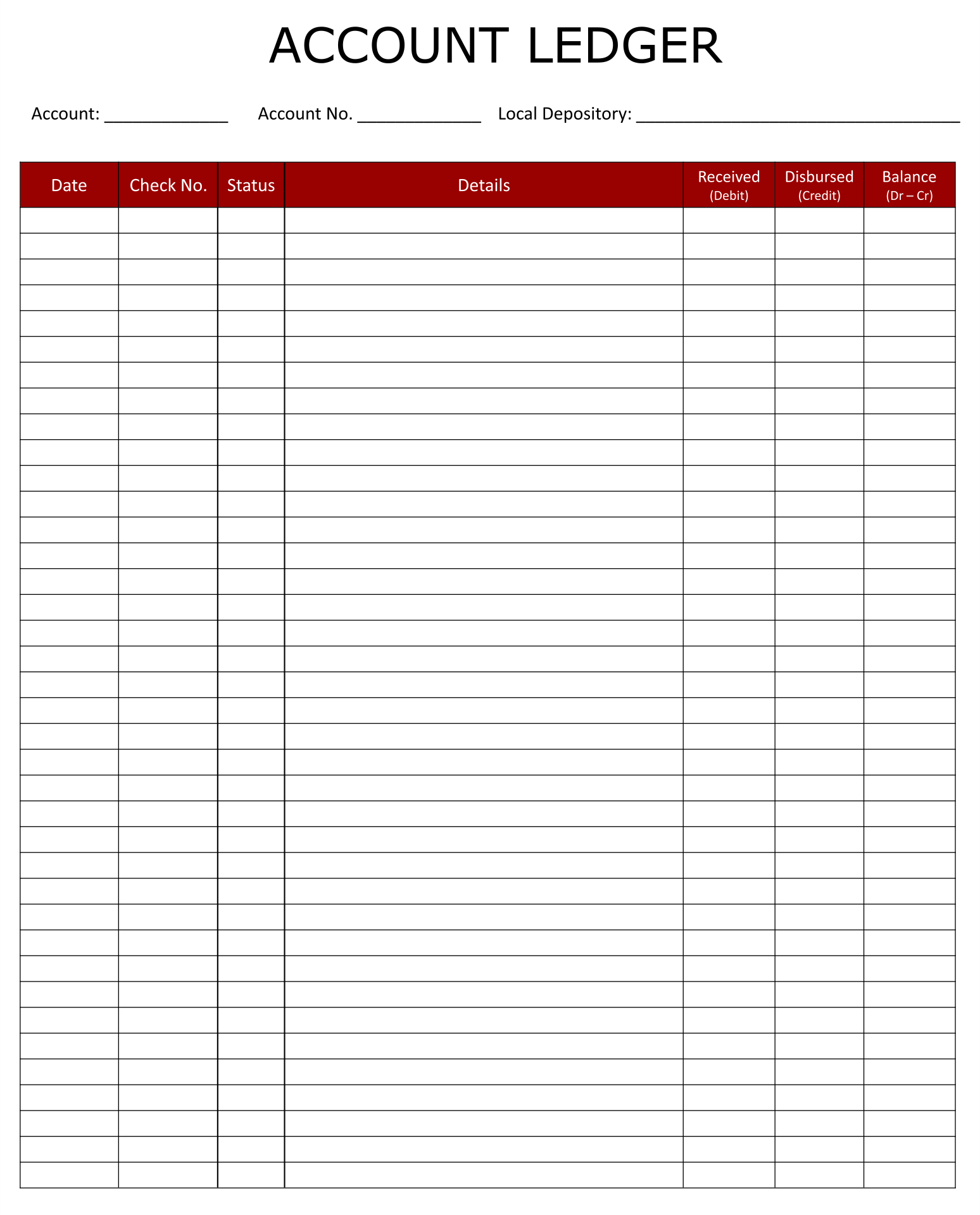 Printable General Ledger Sheet Template Templates Printable Free 
