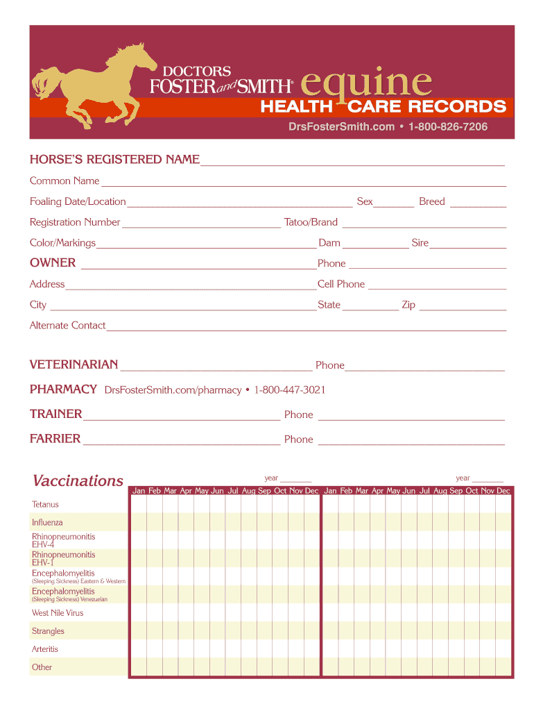 Printable Horse Record Forms Printable Forms Free Online
