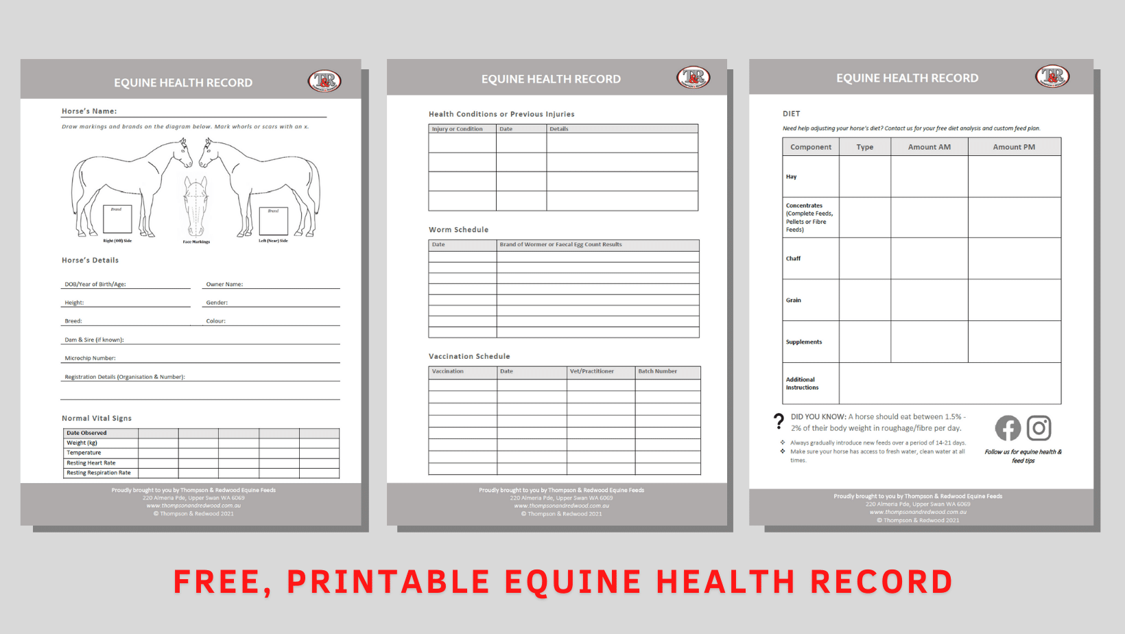 Printable Horse Record Forms Printable Forms Free Online