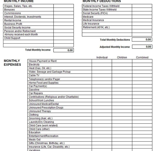 Printable Income And Expense Form Db excel