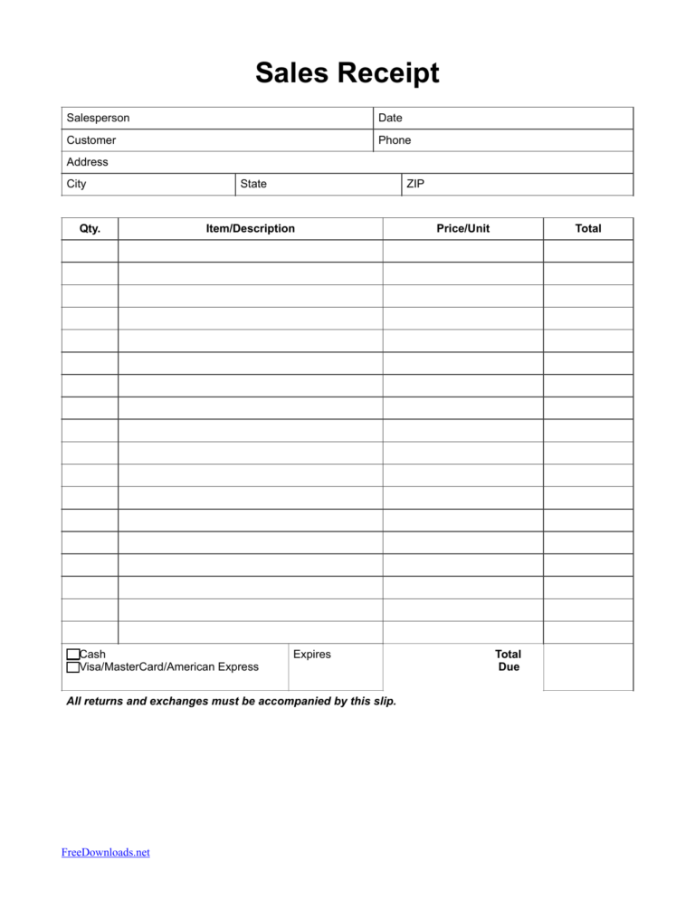 Printable Itemized Receipt Template Fillable Form 2025