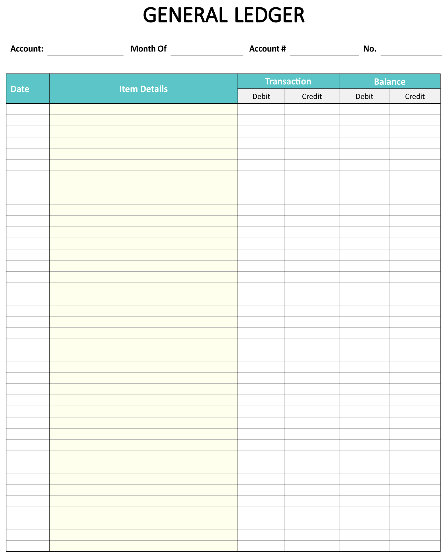 Printable Ledger Sheet Printable Free Templates