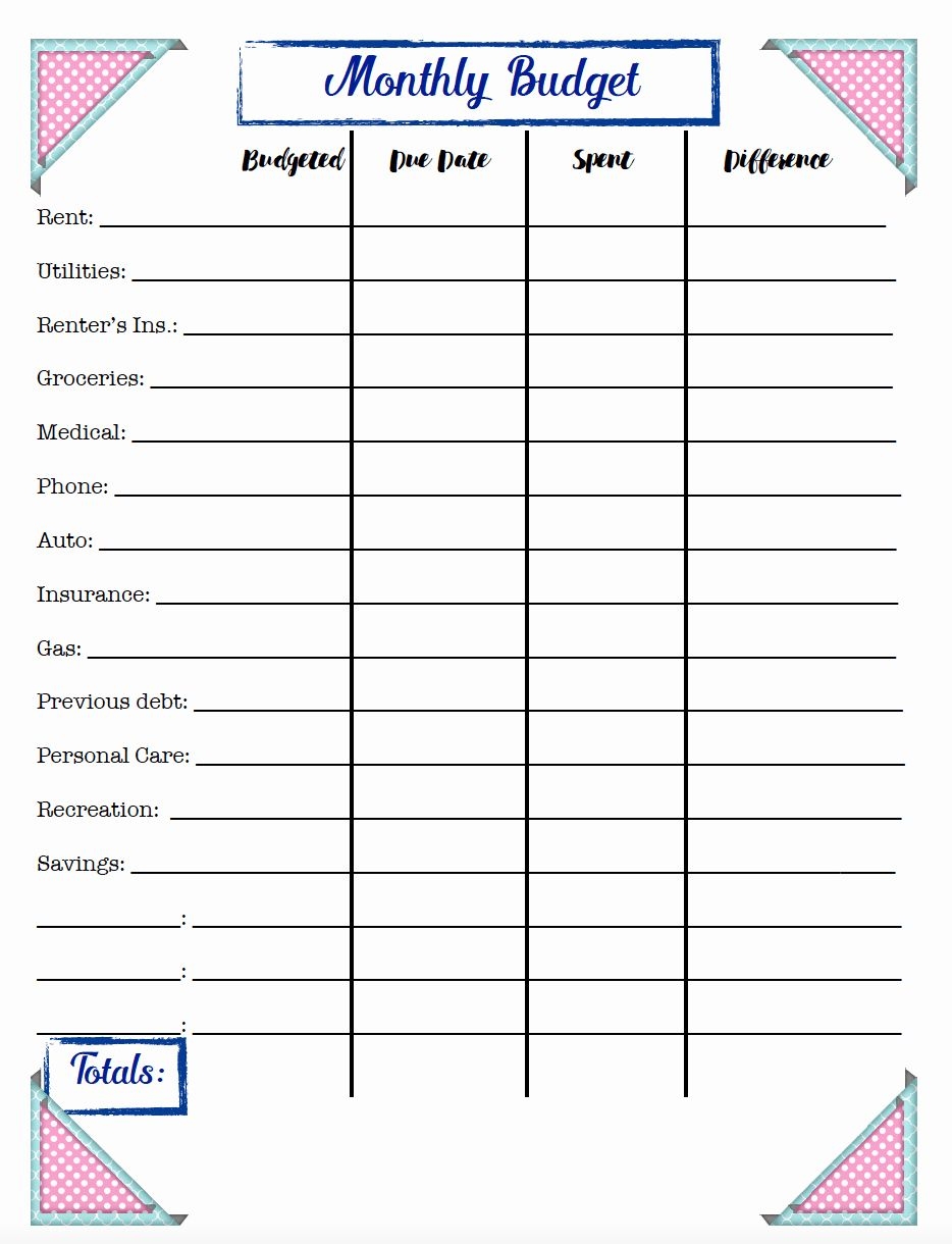Printable List Of Monthly Expenses Printable List Of Monthly Expenses