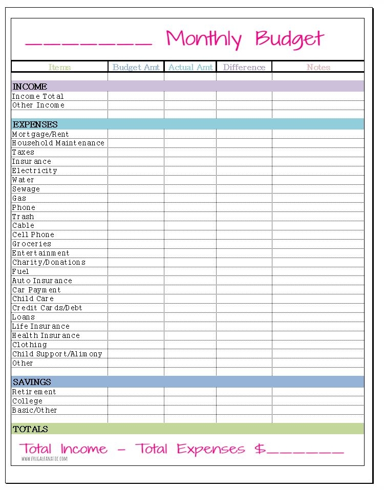 Printable Monthly Budget Forms Printable Forms Free Online