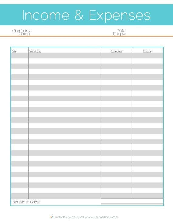 Printable Small Business Spreadsheet For Income And Expenses