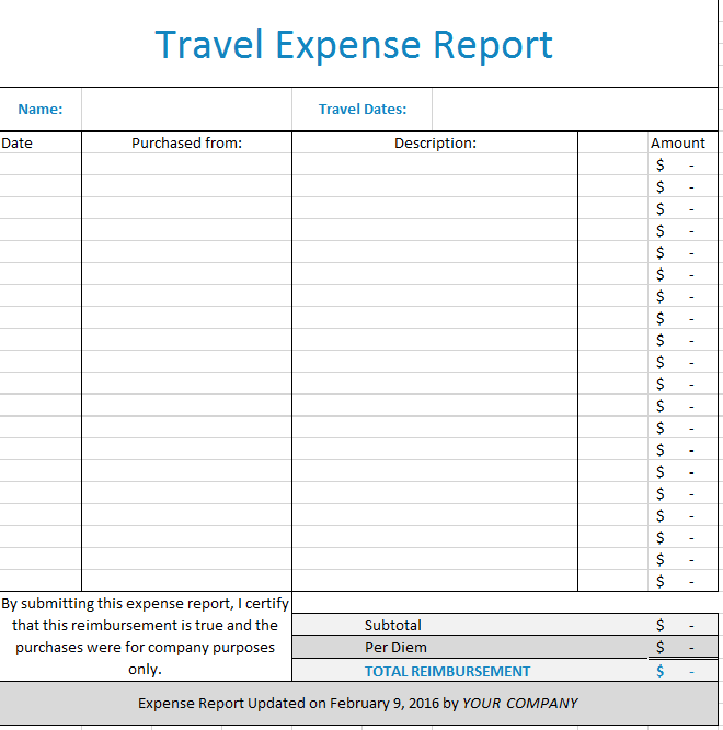Printable Travel Expense Forms Printable Forms Free Online