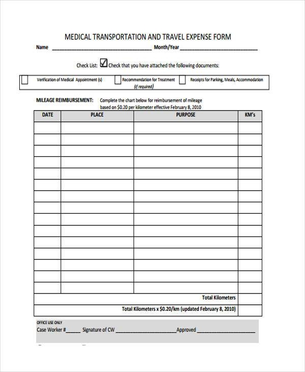 Printable Travel Expense Forms Printable Forms Free Online