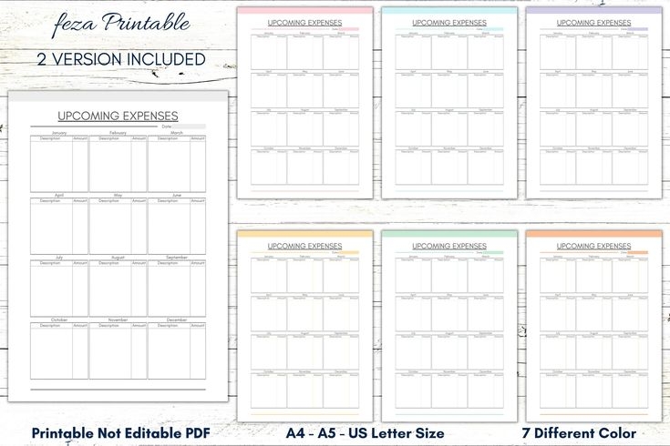 Printable Upcoming Expenses Planner PDF Upcoming Expense Tracker PDF 
