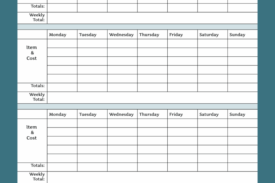 Printable Weekly Budget Form Printable Forms Free Online