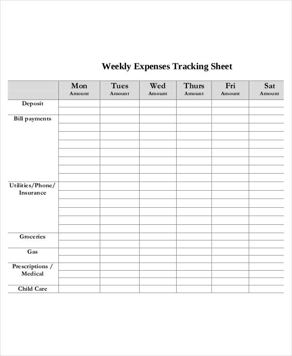 Printable Weekly Expense Tracker Trackertere
