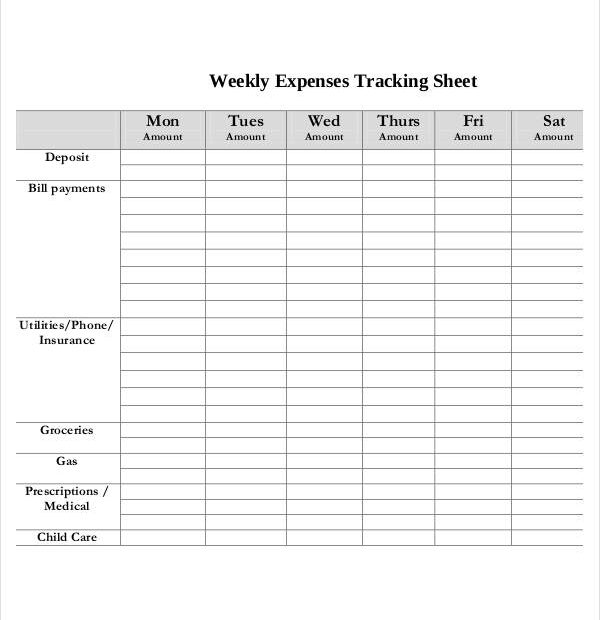 Printable Weekly Expense Tracker Trackertere