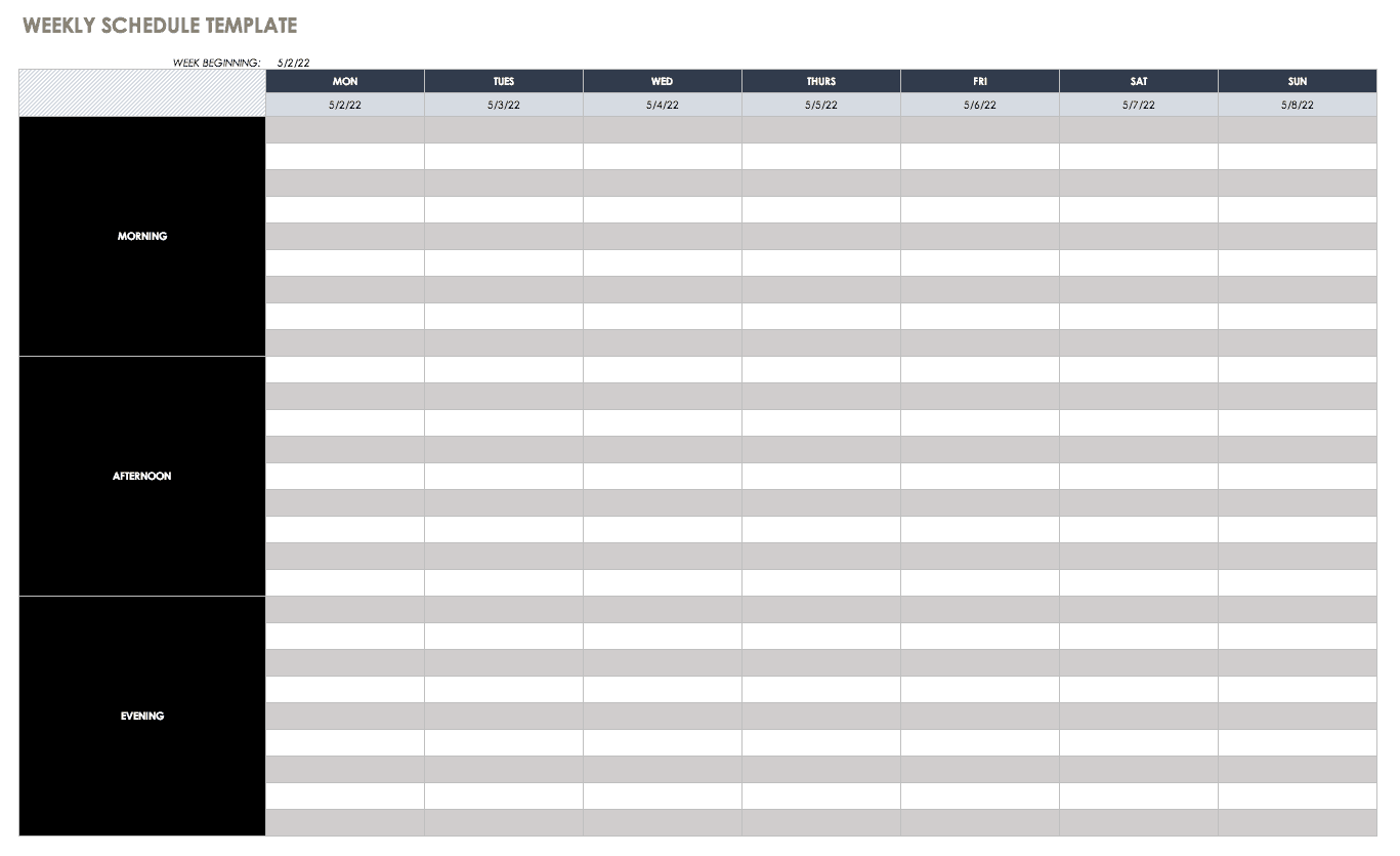 Printable Weekly Schedule Template Excel Printable Templates Free