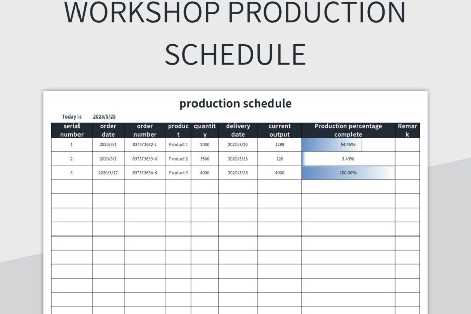 Production Schedule Template Excel