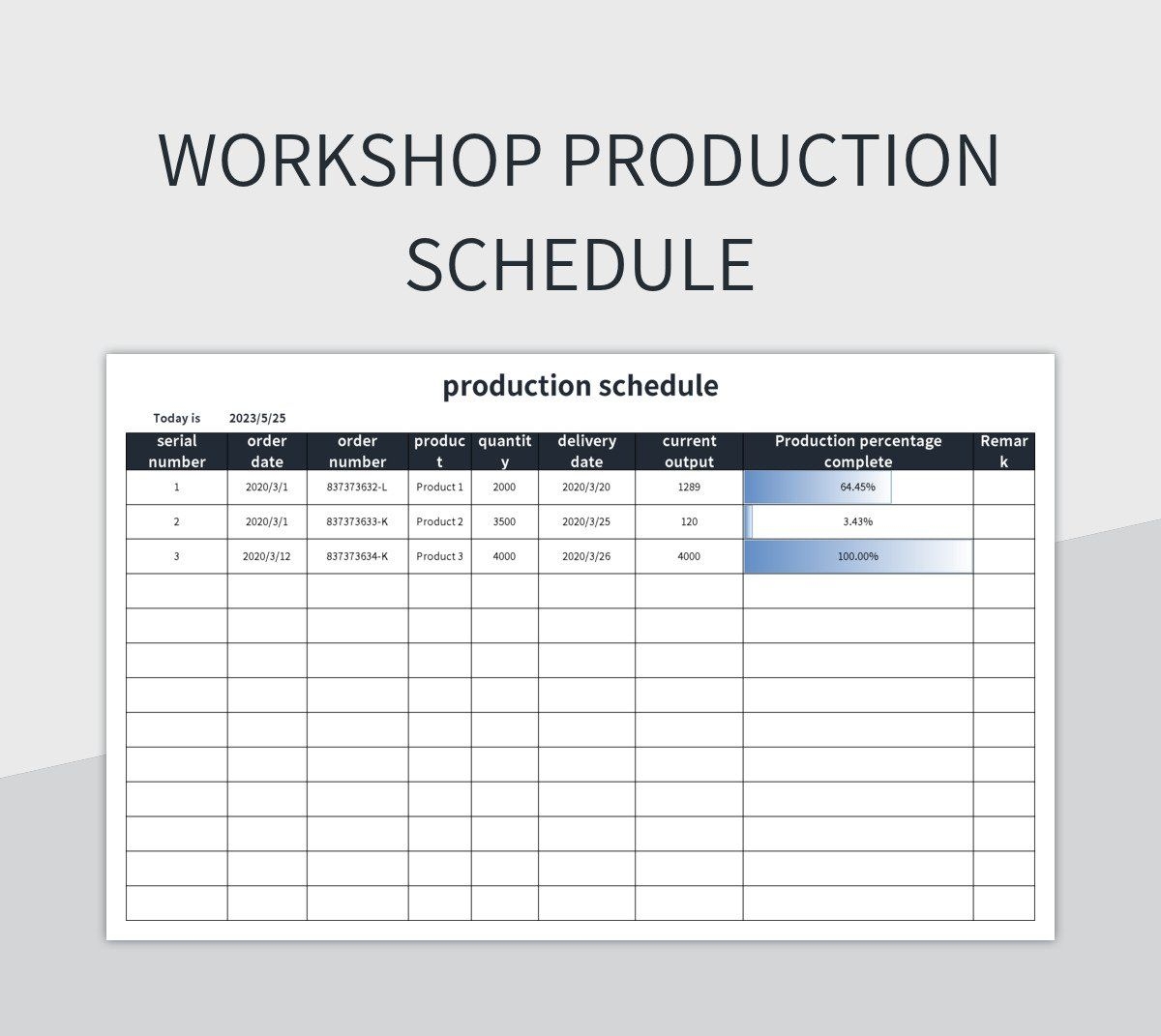Production Schedule Template Excel
