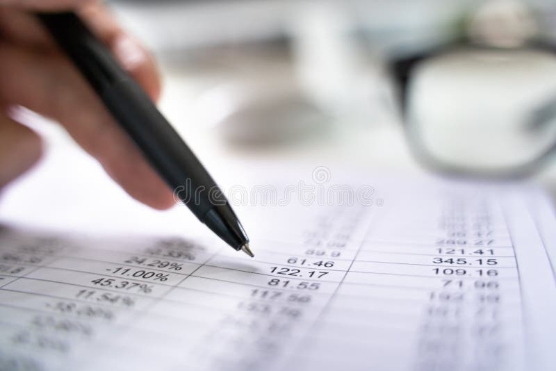 Professional Accountant Doing Expenses Accounting Paperwork Stock Photo